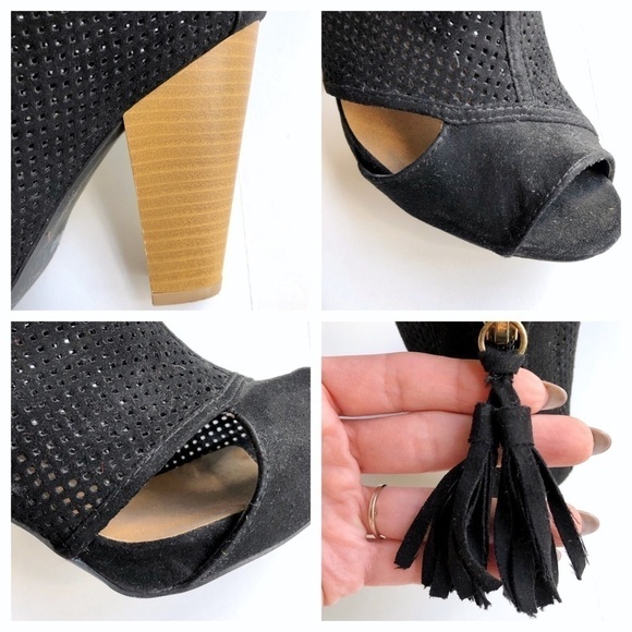 Qupid Peep Toe Cut Out Ankle Booties - Picture 7 of 10